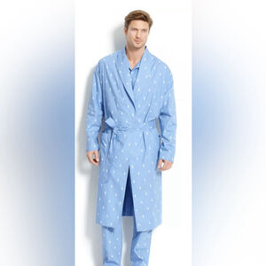 Polo Ralph Lauren Men's All Over Polo Player Robe size L/XL Beach Blue